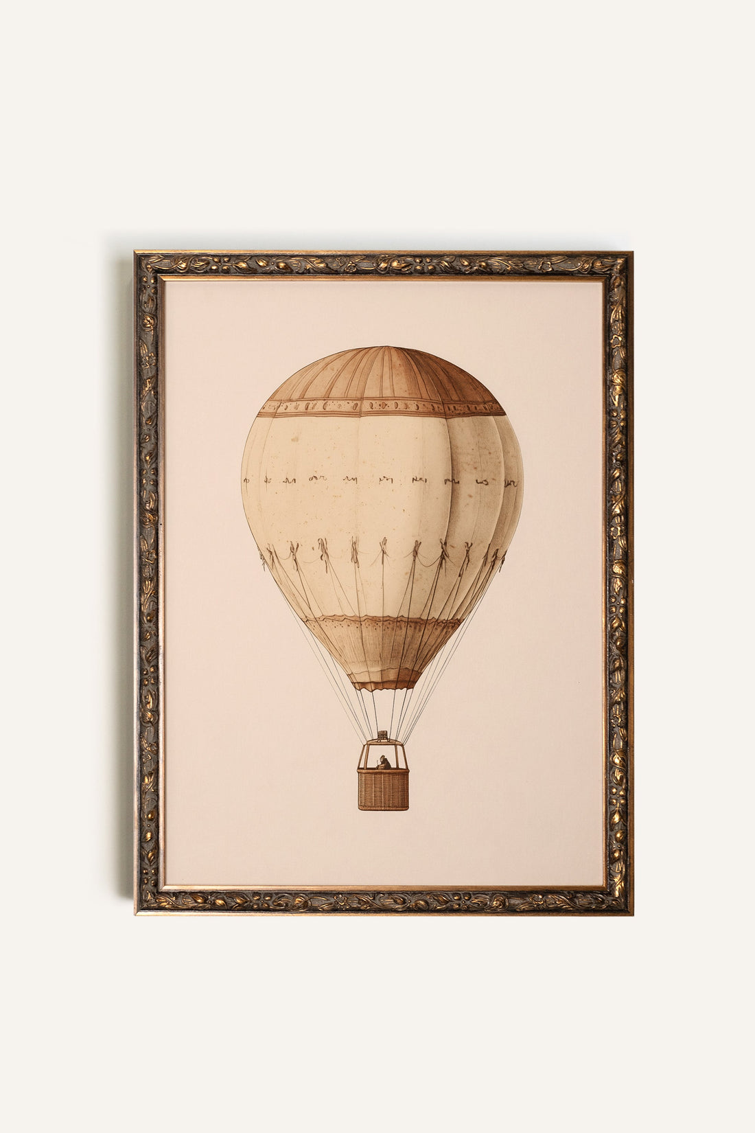 MONTGOLFIÈRE VINTAGE, Oeuvre sur toile rigide, encadré Vintage Bronze