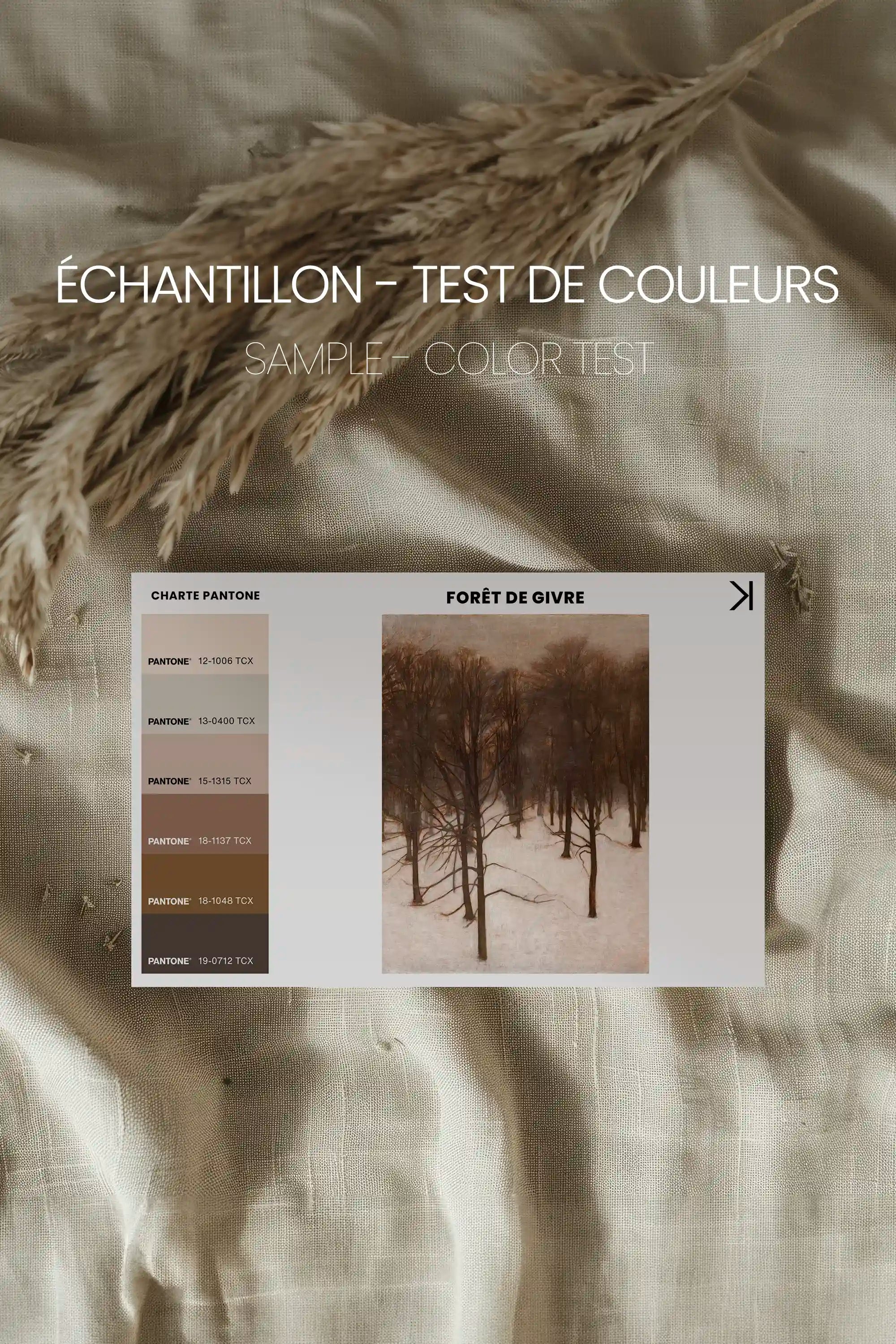 FORÊT DE GIVRE, Oeuvre sur toile étirée, encadré Naturel Clair