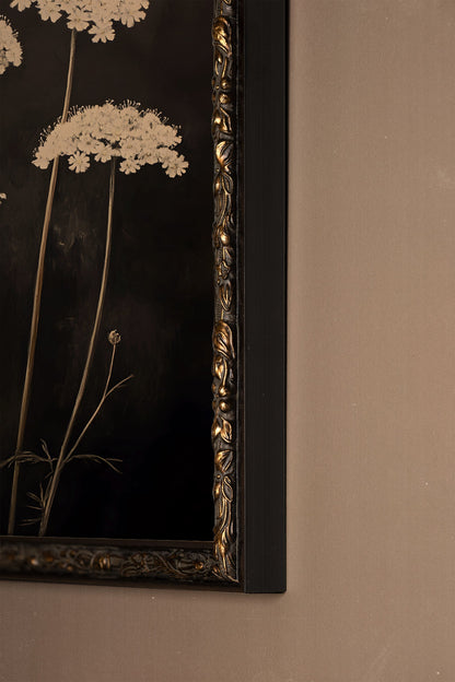 FLEURS DE MINUIT, Oeuvre sur toile rigide, encadré Vintage Bronze