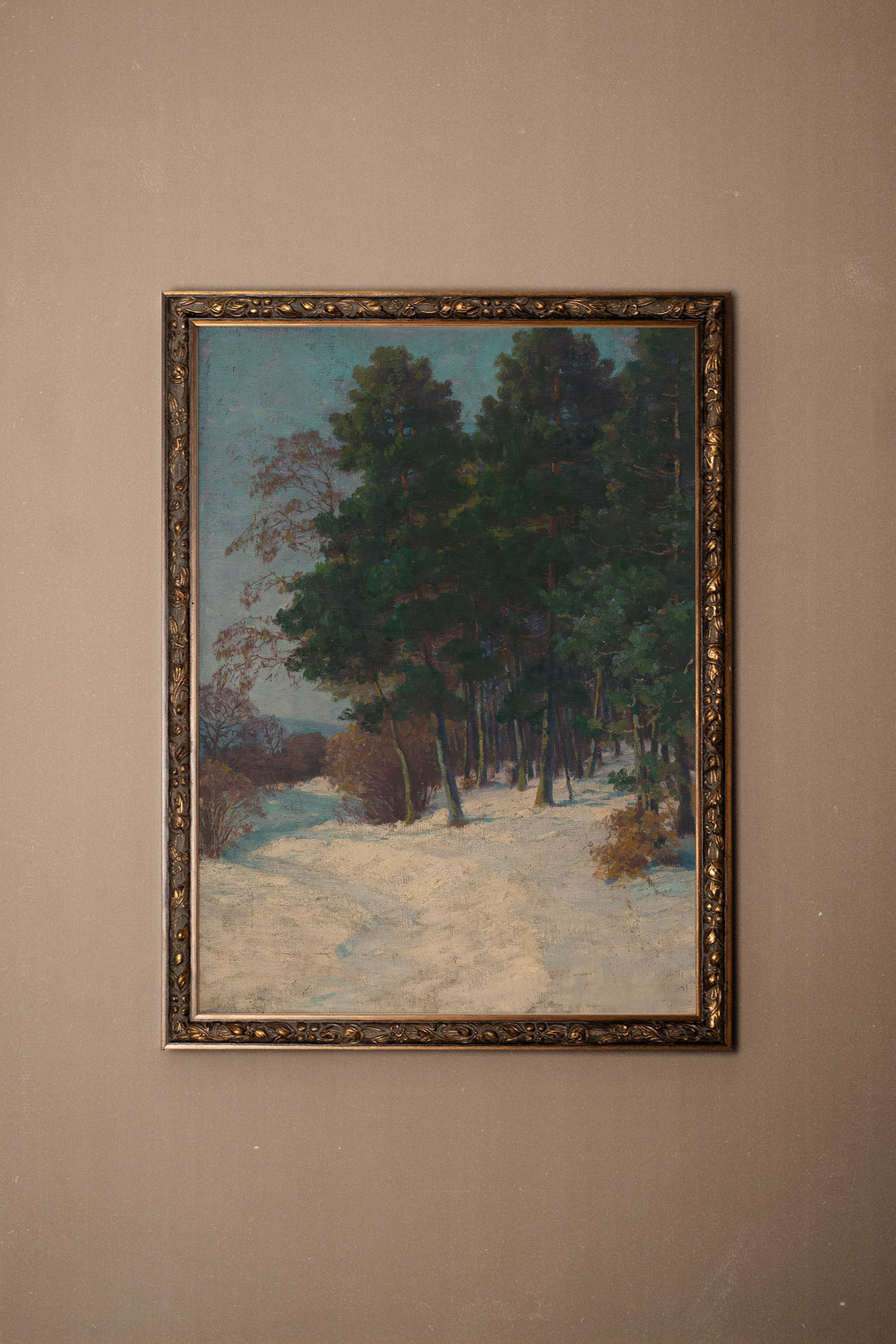 WHISPER OF PINES, Work on canvas, framed Vintage Bronze