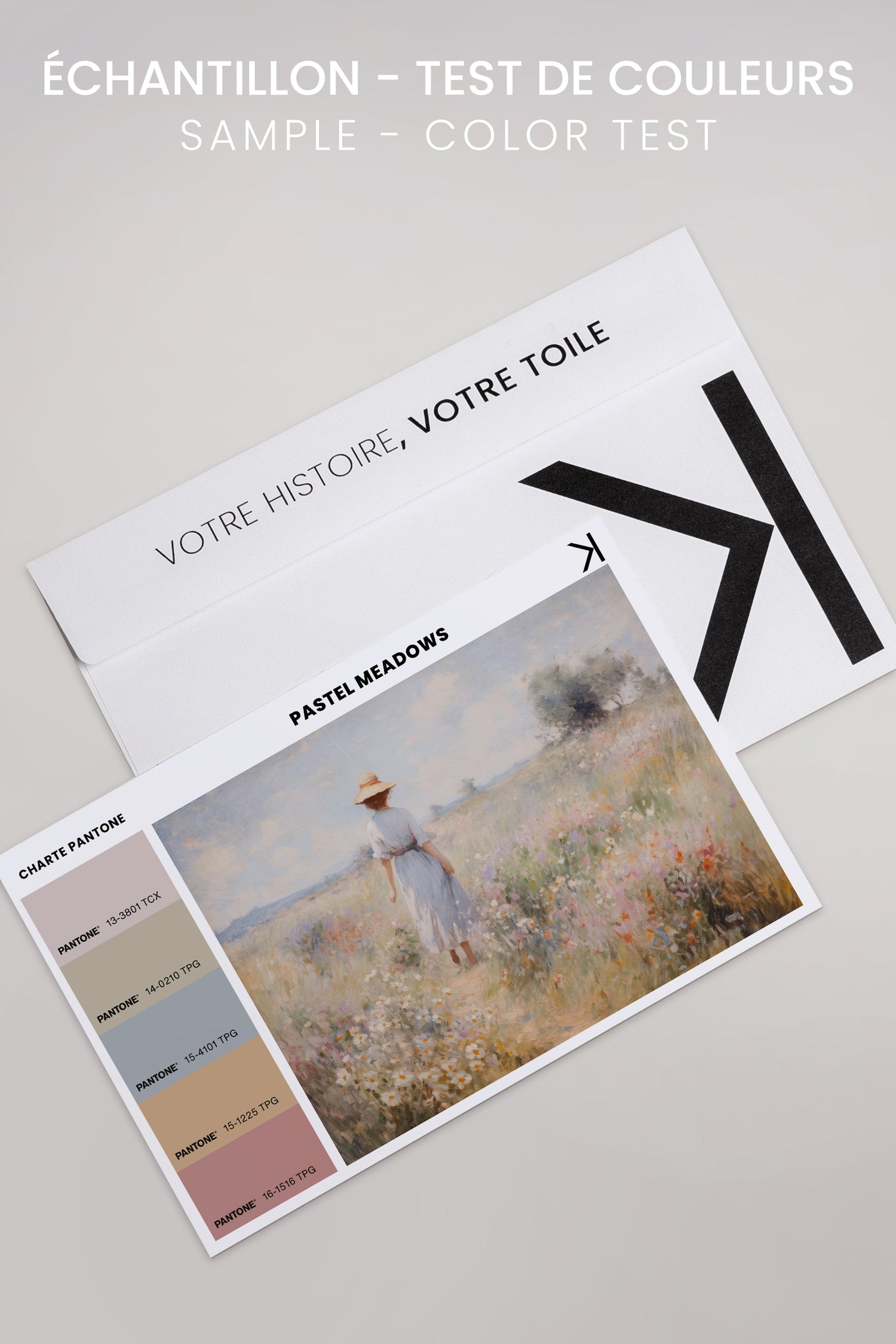 OLEKA CANVAS - Pastel Meadows, Oeuvre sur toile étirée, encadré Noir