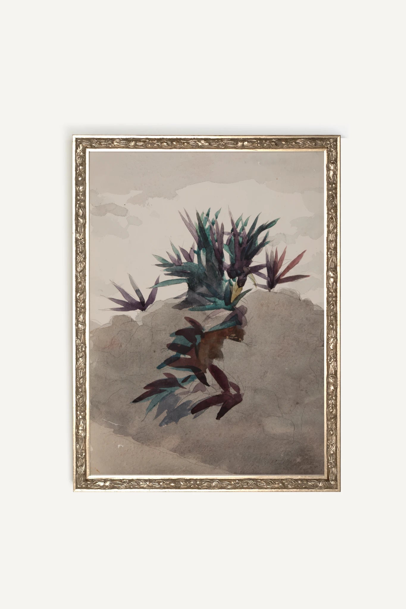 FLORE SAUVAGE, Painting on rigid canvas, framed in Vintage Silver
