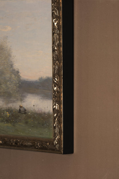 DOUCEUR DU RIVAGE, Oeuvre sur toile rigide, encadré Vintage Argent