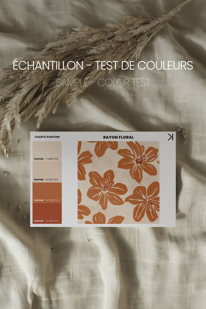 OLEKA CANVAS - RAYON FLORAL, Oeuvre sur toile étirée, encadré Brun Noyer
