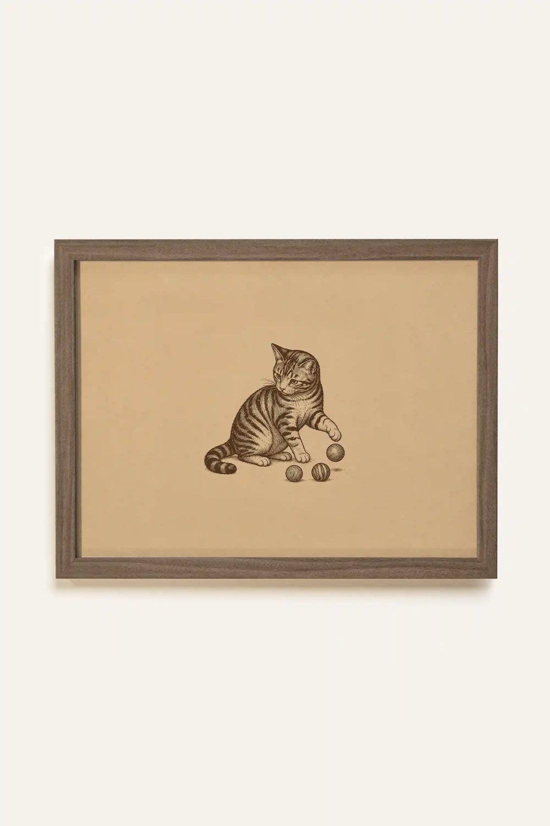 TINY PAWS, Oeuvre sur toile rigide, encadré brun chêne