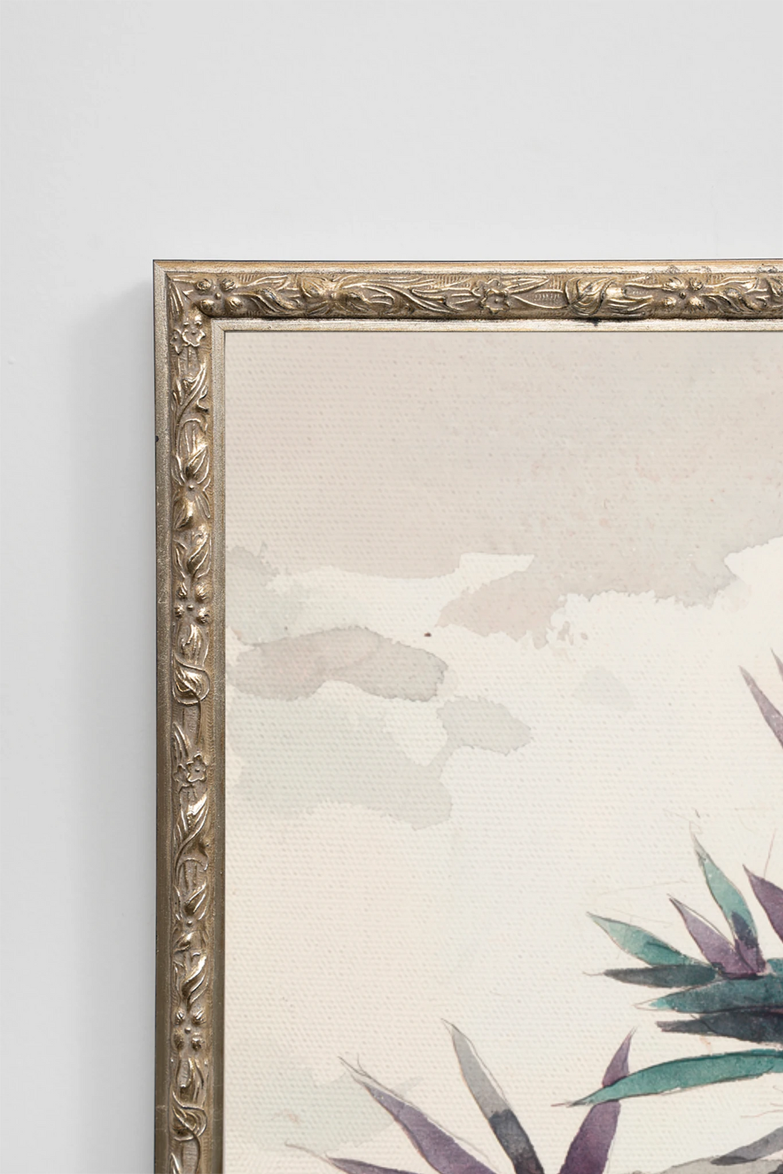 FLORE SAUVAGE, Painting on rigid canvas, framed in Vintage Silver