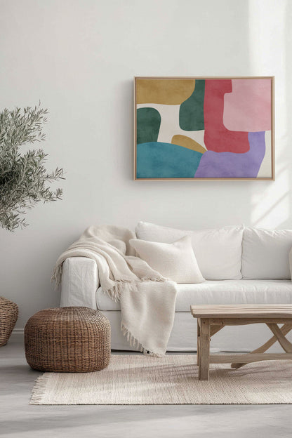 OLEKA CANVAS - SOFT MOSAIC, Oeuvre sur toile étirée, encadré Naturel Clair