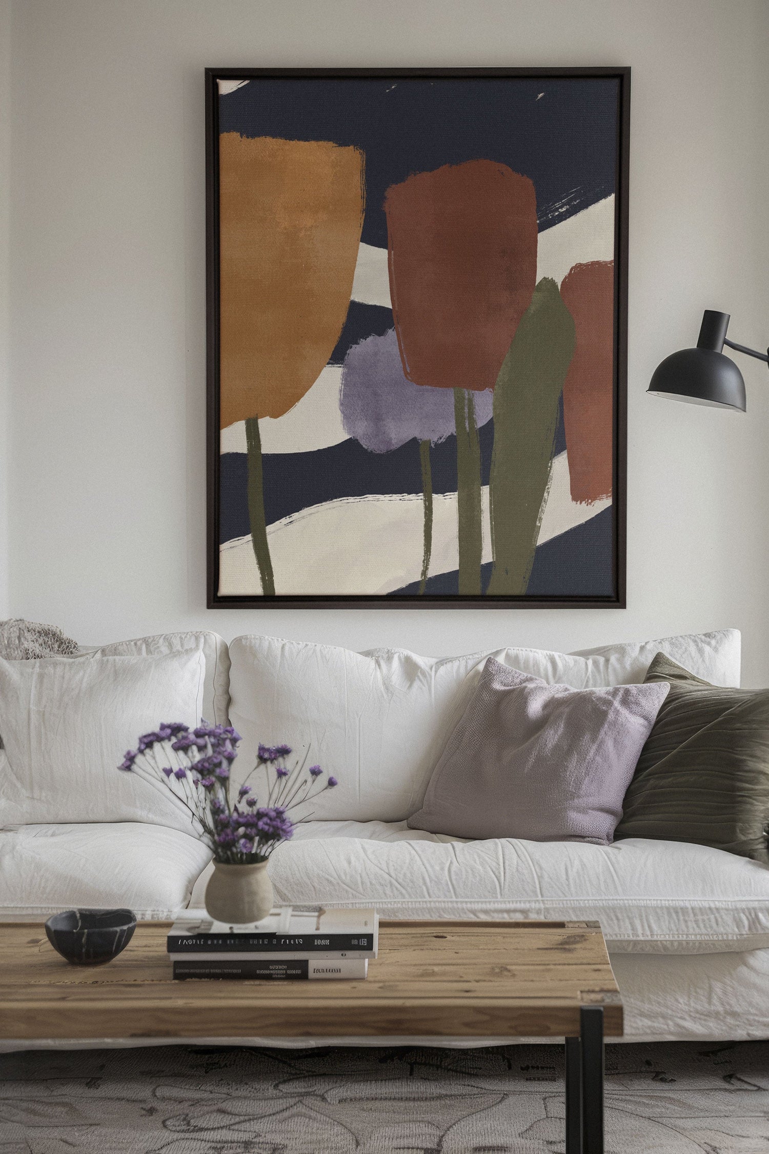 OLEKA CANVAS - FLORAISONS, Oeuvre sur toile étirée, encadré Noir