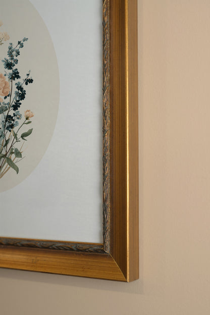 SOFT BLOOM, Oeuvre sur toile rigide, encadré Vintage Or