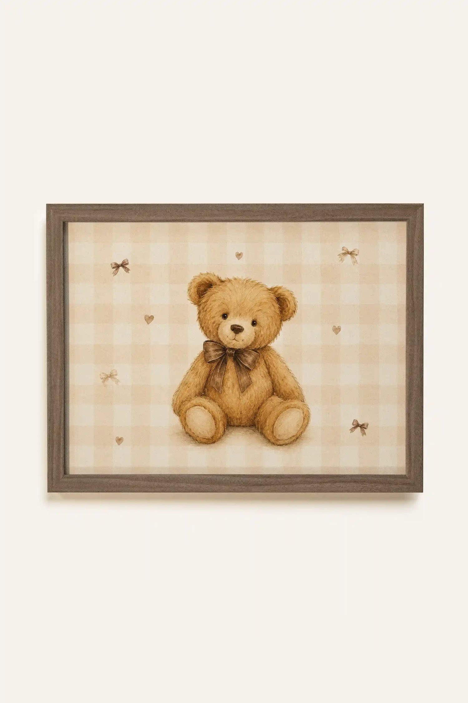 SWEET TEDDY, Oeuvre sur toile rigide, encadré brun chêne
