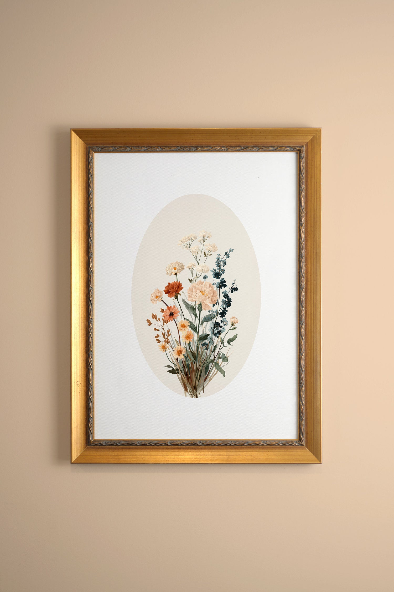 SOFT BLOOM, Oeuvre sur toile rigide, encadré Vintage Or