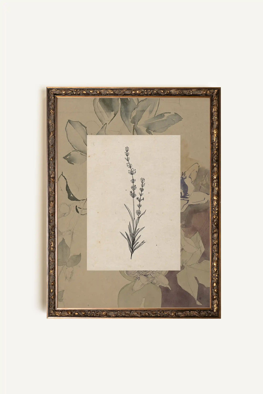 SACRED FLORA, Oeuvre sur toile rigide, encadré Vintage Bronze