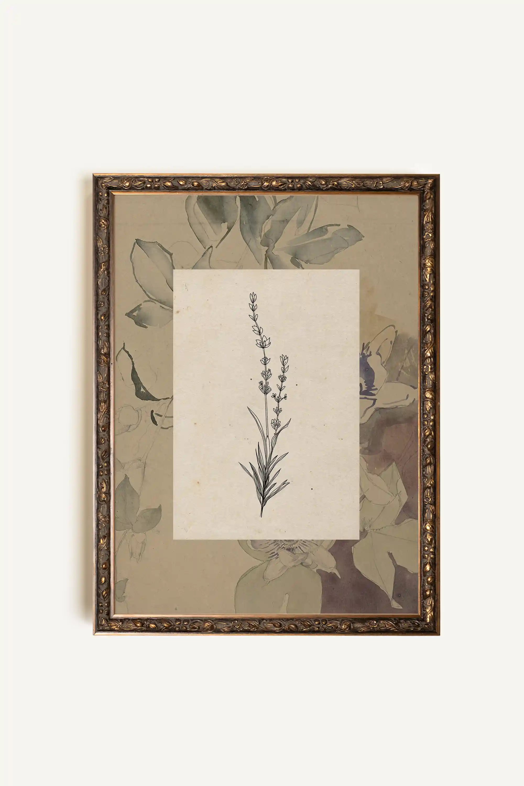 SACRED FLORA, Oeuvre sur toile rigide, encadré Vintage Bronze