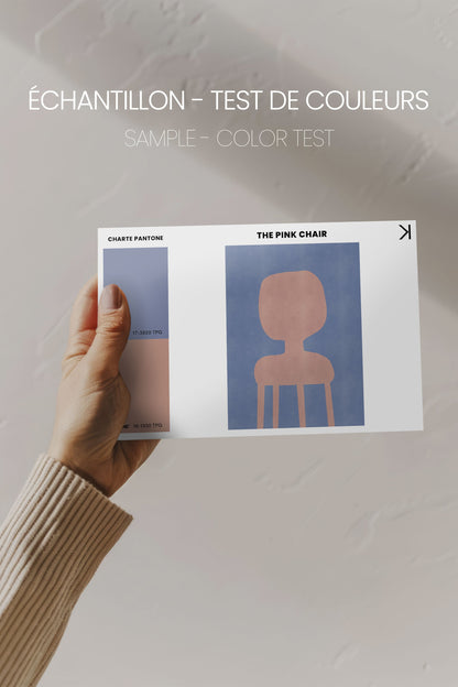 OLEKA CANVAS - THE PINK CHAIR, Oeuvre sur toile étirée, encadré Brun Chêne