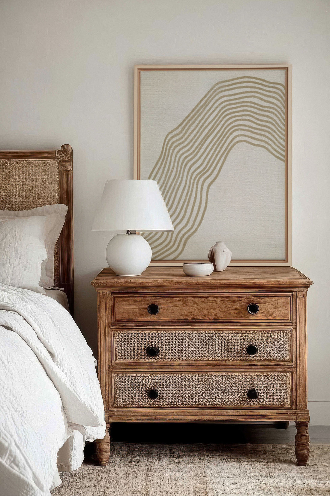 SANDLINES, Oeuvre sur toile étirée, encadré Naturel Clair