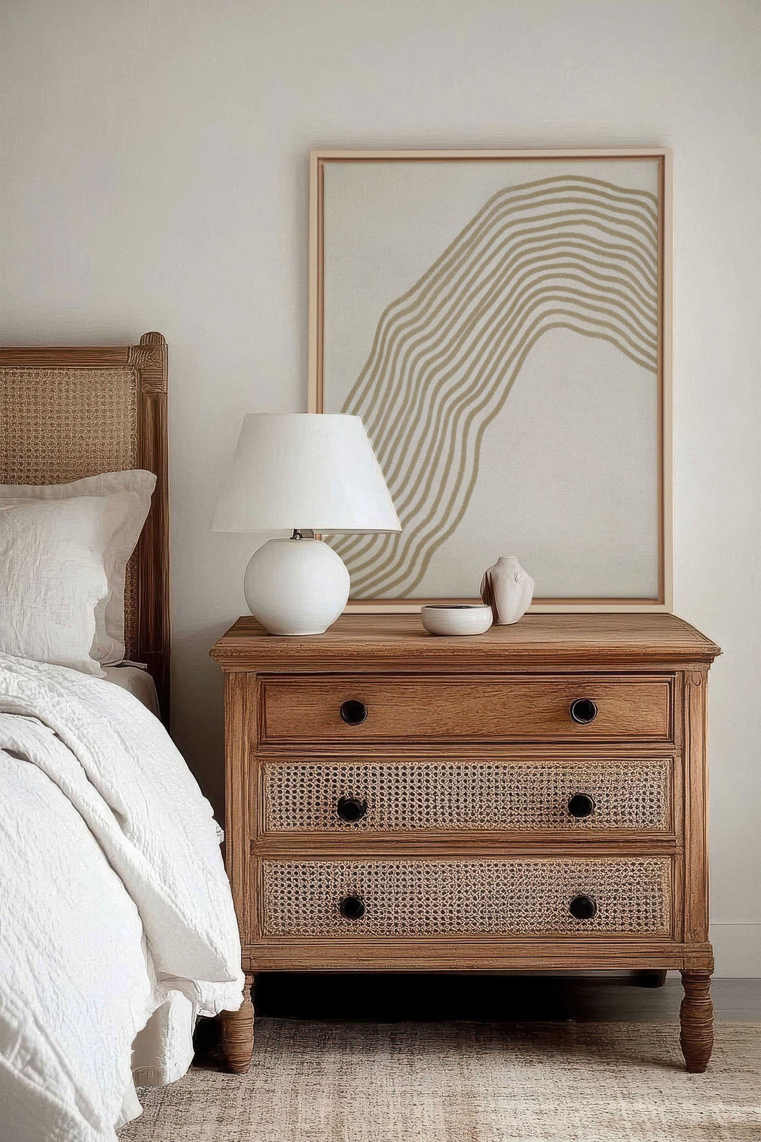 SANDLINES, Artwork on stretched canvas, framed Natural Light