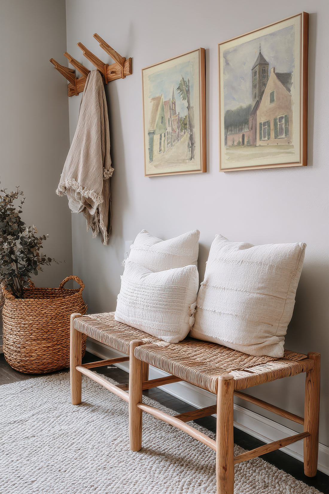 DREAM OF HOUSES DUO, 2 Oeuvres sur toile étirée, encadré Naturel Clair