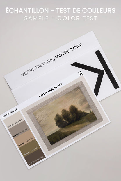 OLEKA CANVAS - VALLEY LANDSCAPE, Oeuvre sur toile étirée, encadré Brun Noyer