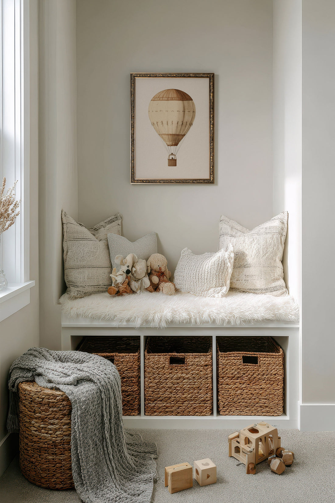 MONTGOLFIÈRE VINTAGE, Oeuvre sur toile rigide, encadré Vintage Bronze