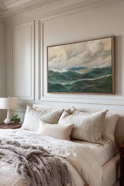 OLD SEA LULLABY, Oeuvre sur toile étirée, encadré Brun Chêne