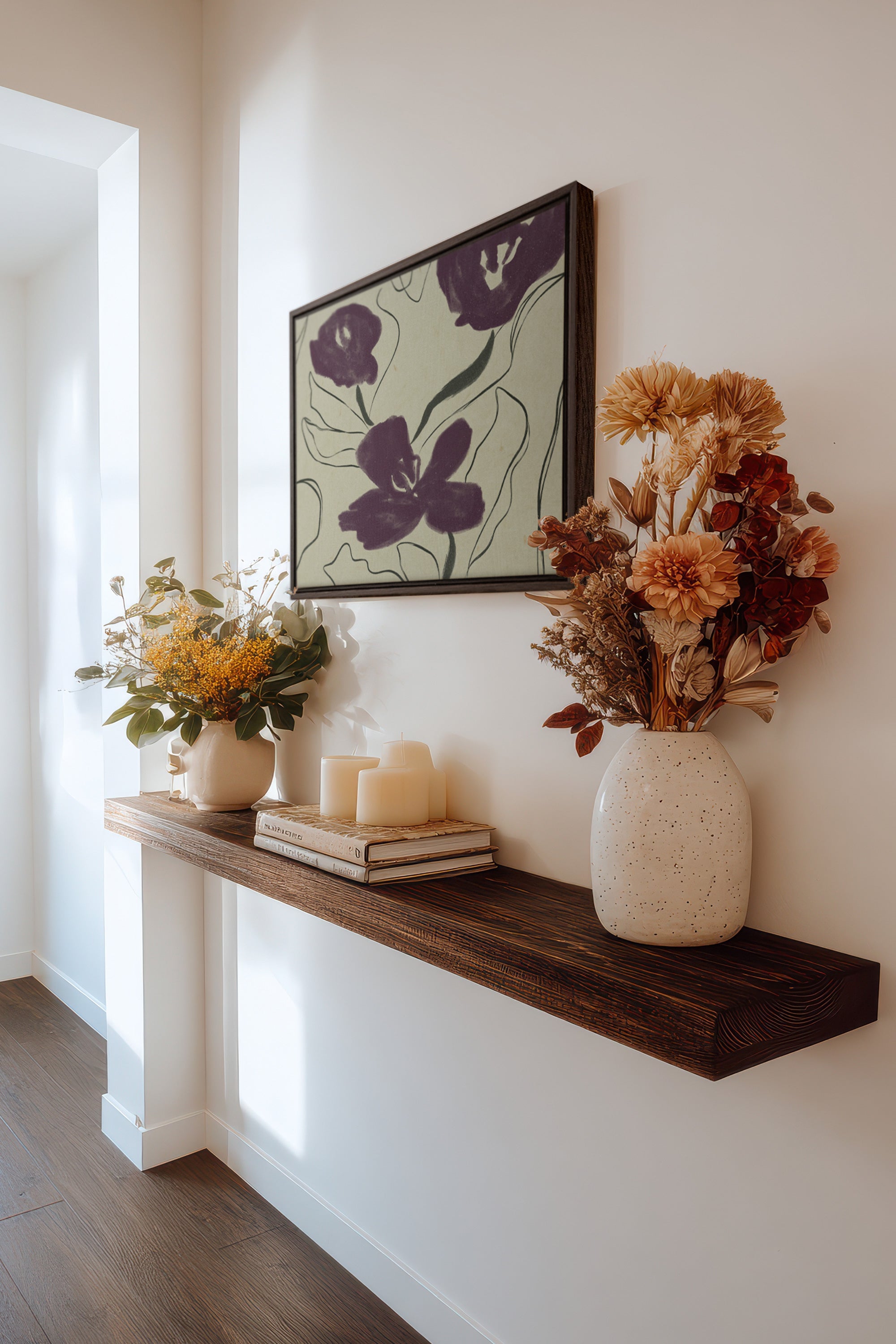 VELVET GARDEN, Artwork on stretched canvas, framed in Walnut Brown