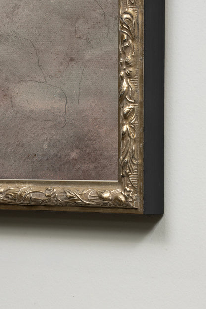 FLORE SAUVAGE, Painting on rigid canvas, framed in Vintage Silver