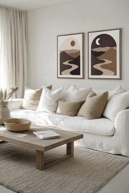 OLEKA CANVAS - DESERT DREAMS DUO, 2 Oeuvres sur toile étirée, encadré Brun Chêne