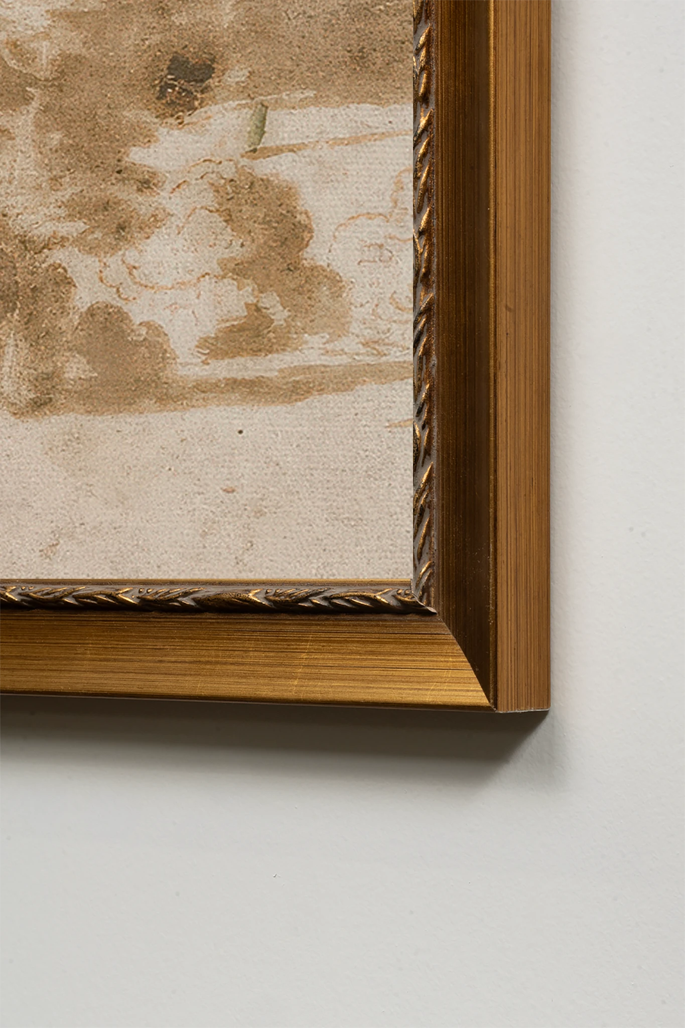Jardin brumeux, Painting on rigid canvas, framed in Vintage Gold