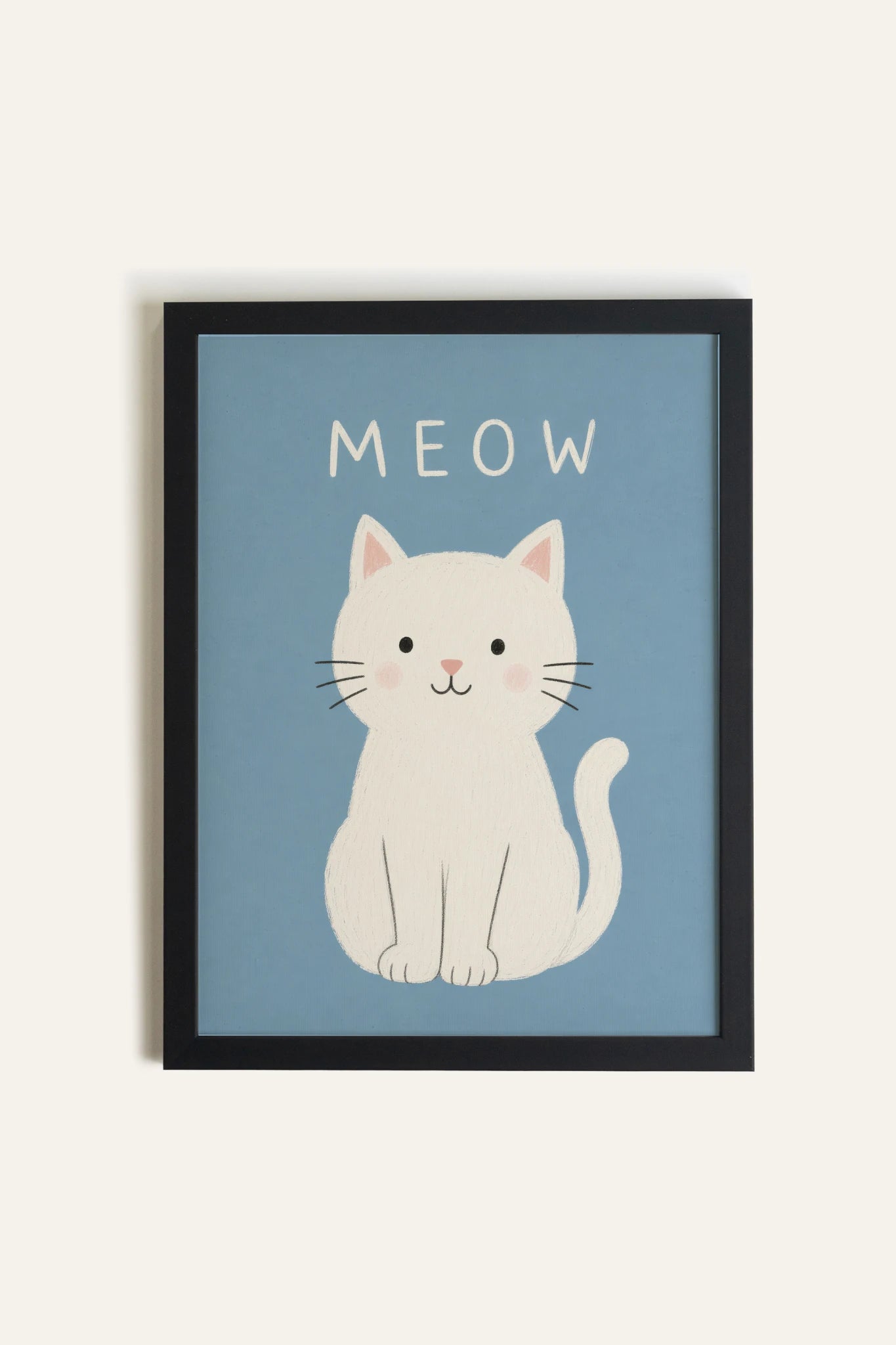 MEOW, Oeuvre sur toile rigide, encadré Noir