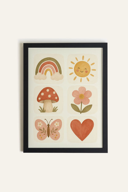 MINI MERVEILLES, Oeuvre sur toile rigide, encadré Noir