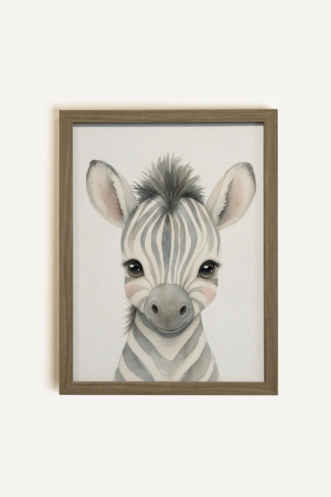 PETIT ZÈBRE, Oeuvre sur toile rigide, encadré Brun Chêne