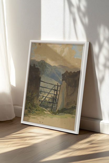 OLEKA CANVAS - GATE TO THE HILLS, Oeuvre sur toile étirée, encadré Blanc