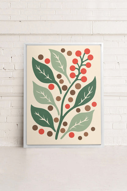 OLEKA CANVAS - SCARLET STEMS, Oeuvre sur toile étirée, encadré Blanc