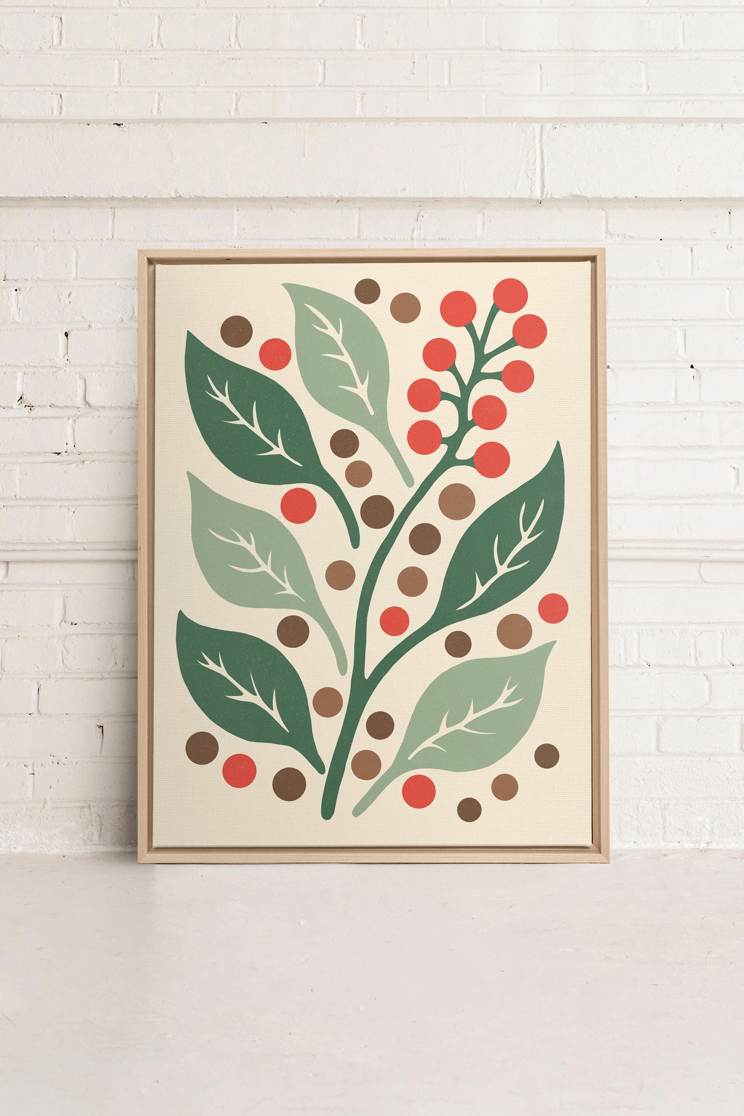 SCARLET STEMS, Artwork on stretched canvas, framed Natural Light