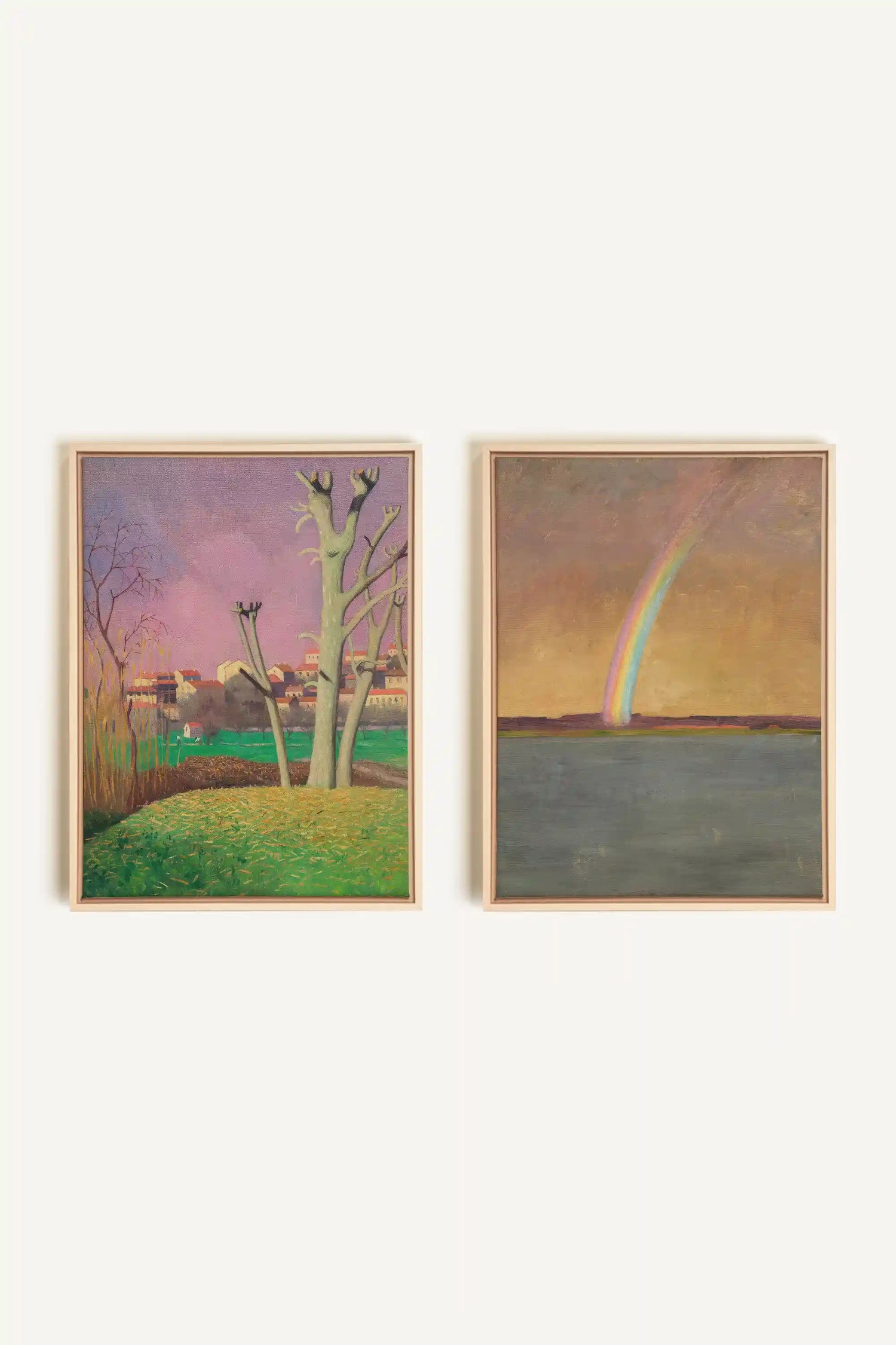 BOUND BY LIGHT, 2 Works on stretched canvas, framed Naturel Clair