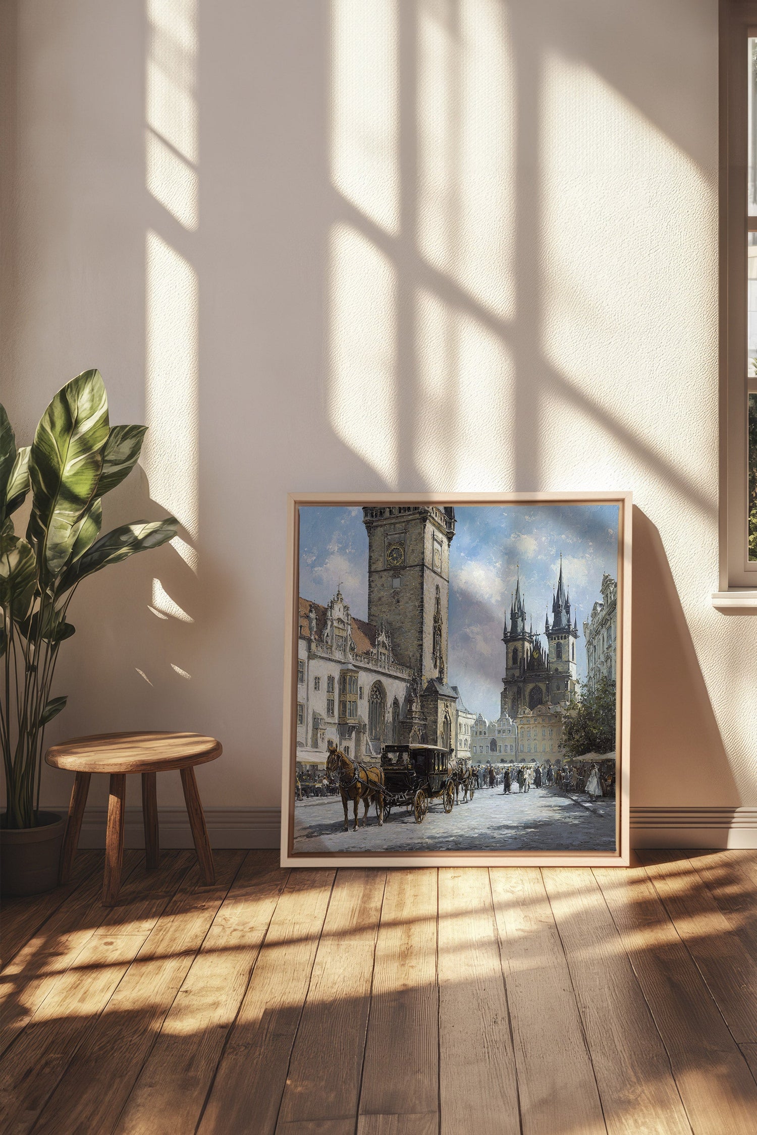 OLEKA CANVAS - PLACE DU TEMPS, Oeuvre sur toile étirée, encadré Naturel Clair