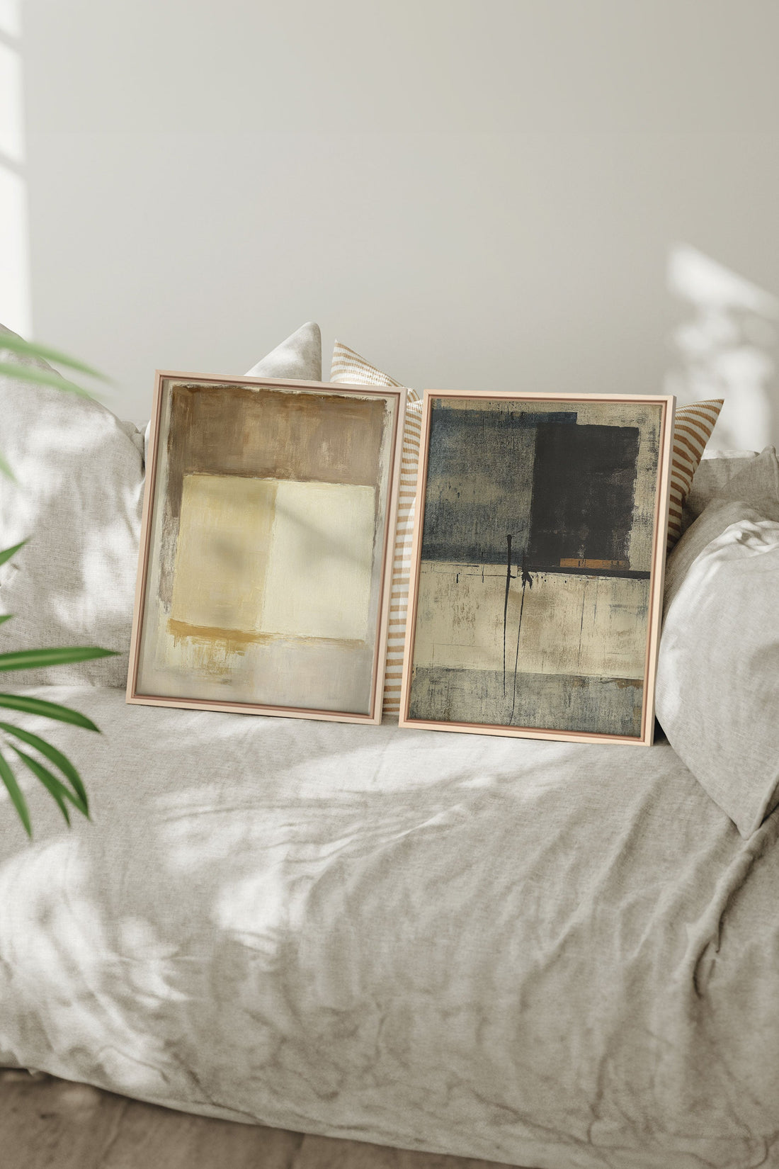 OLEKA CANVAS - DUO HARMONIE ANCIENNE, 2 Oeuvres sur toile étirée, encadré Naturel Clair