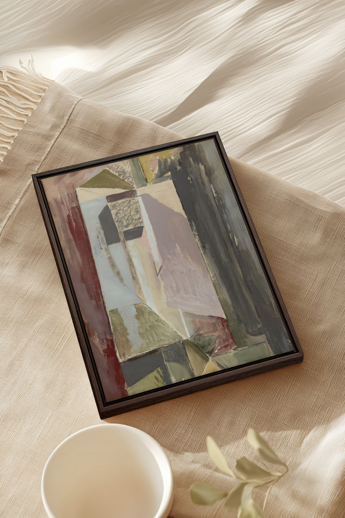 WINTER FRAGMENTS, Oeuvre sur toile étirée, encadré Brun Noyer