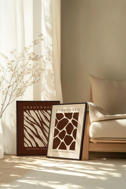 UNBOUNDED DUO, 2 Works on stretched canvas, framed Walnut Brown
