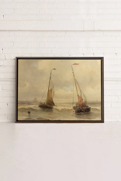OLEKA CANVAS - VINTAGE SAILING, Oeuvre sur toile étirée, encadré Brun Noyer
