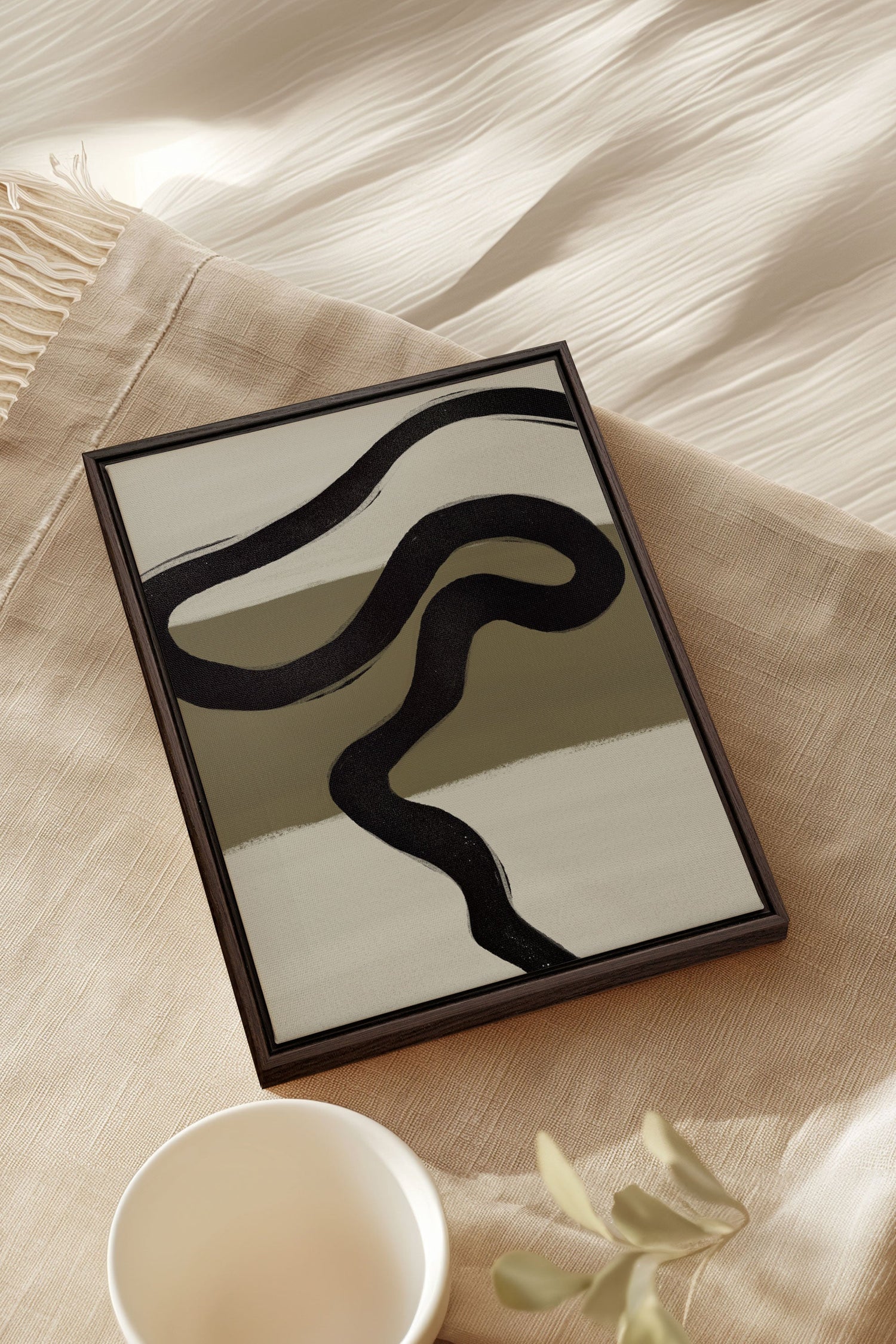 OLEKA CANVAS - TRACE OF TIME, Oeuvre sur toile étirée, encadré Brun Noyer