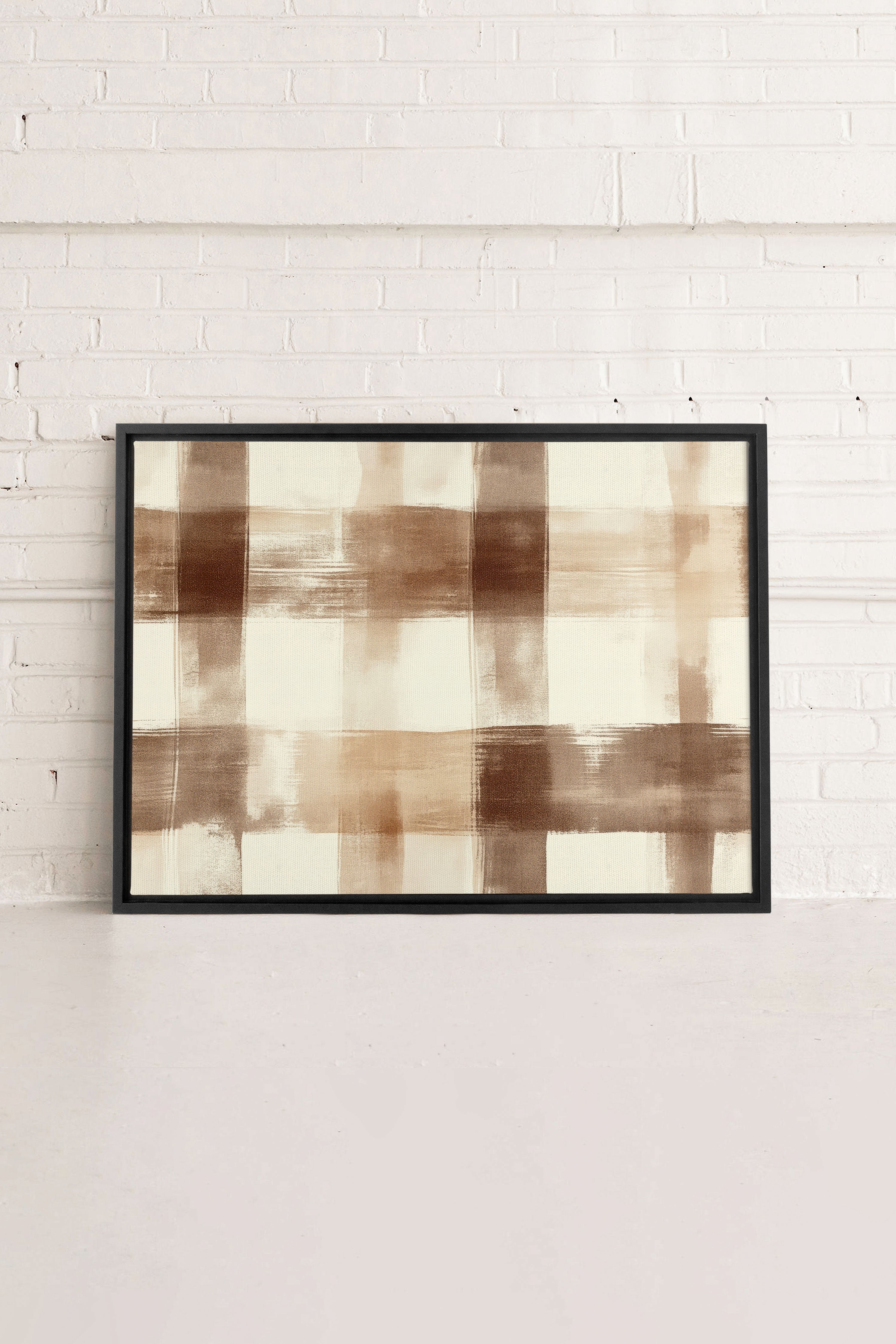 OLEKA CANVAS - CHIC PLAID, Oeuvre sur toile étirée, encadré Noir