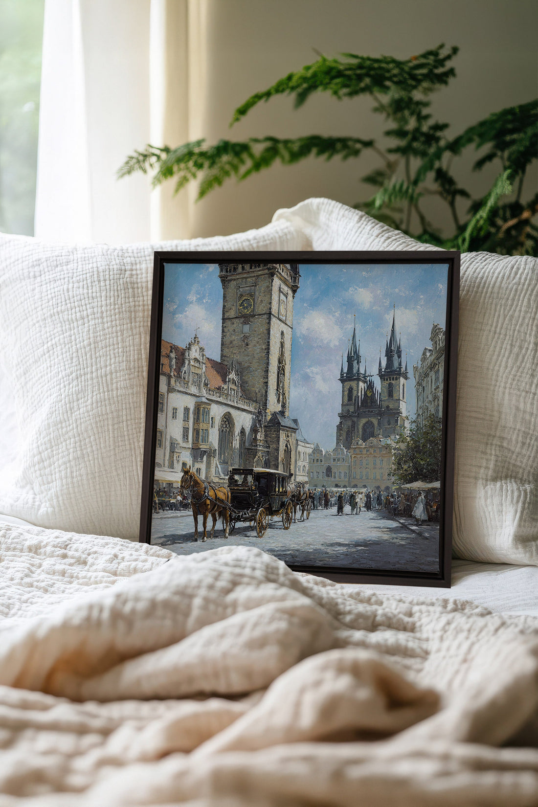 OLEKA CANVAS - PLACE DU TEMPS, Oeuvre sur toile étirée, encadré Noir