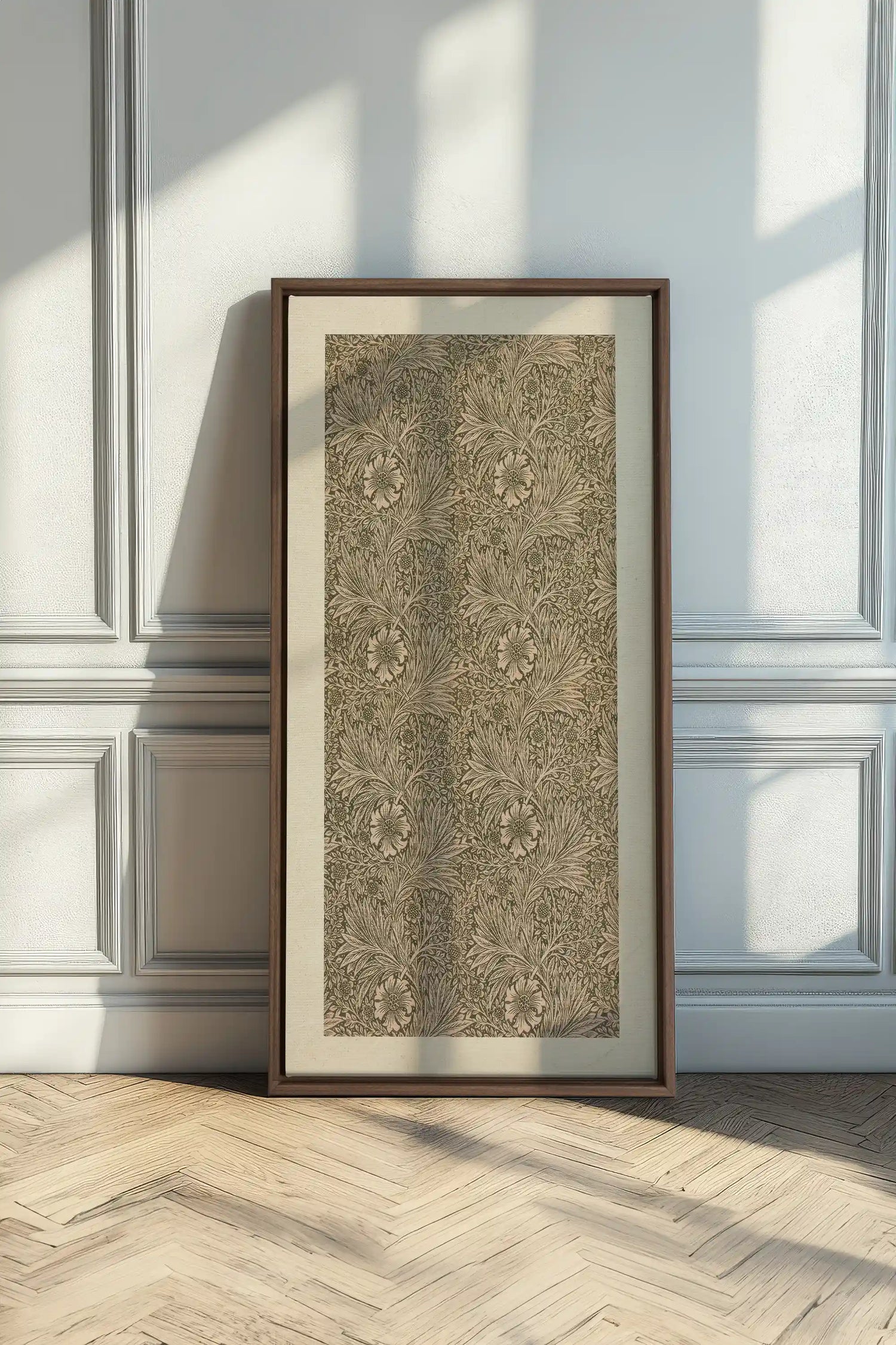 JARDIN GRAVÉ, Oeuvre sur toile étirée, encadré Brun Chêne