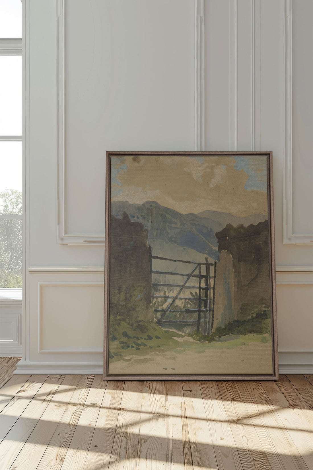 OLEKA CANVAS - GATE TO THE HILLS, Oeuvre sur toile étirée, encadré Brun Chêne