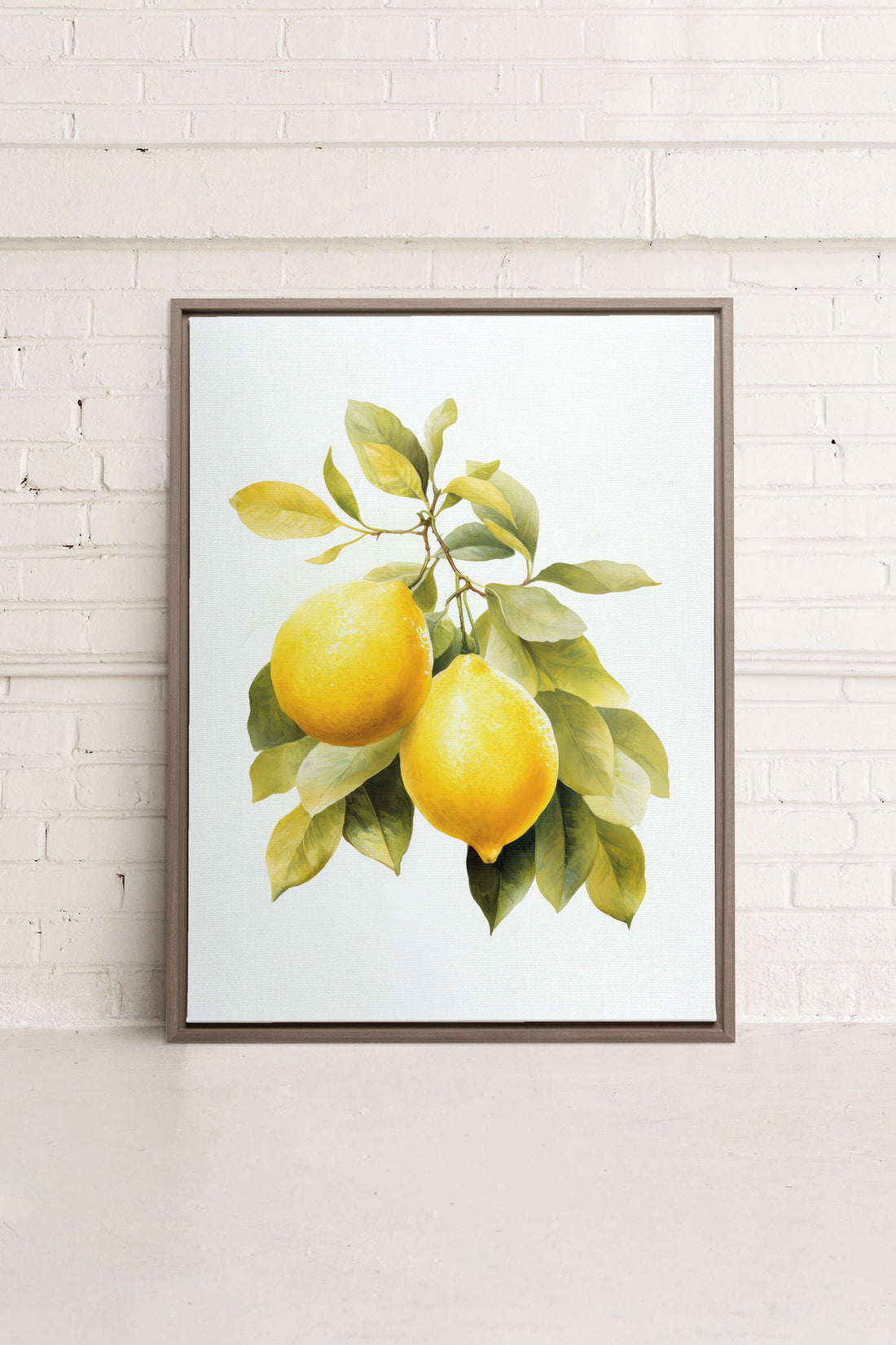 OLEKA CANVAS - BRANCH OF ZEST, Oeuvre sur toile étirée, encadré Brun Chêne