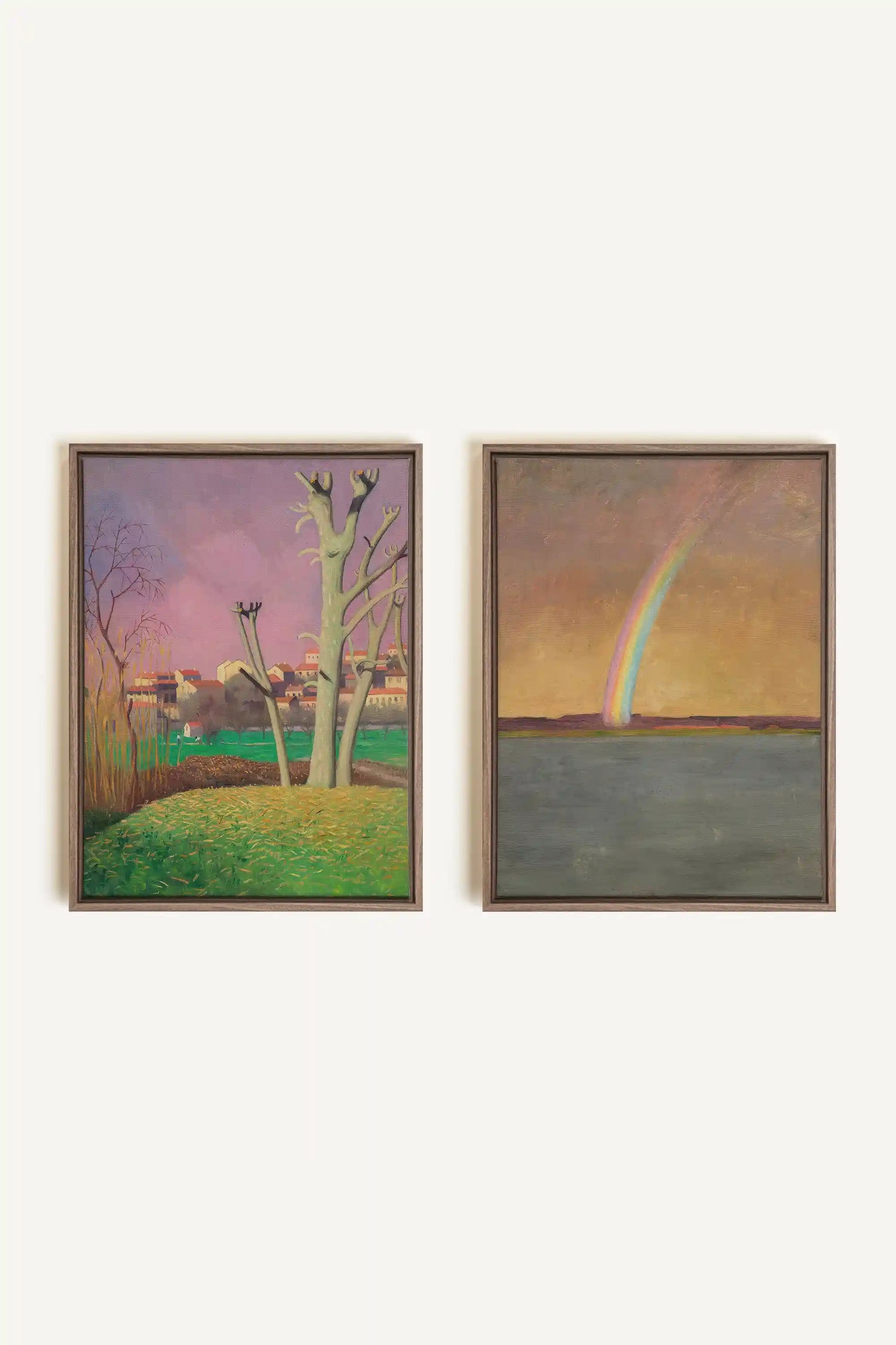 BOUND BY LIGHT DUO, Work on stretched canvas, framed Oak Brown