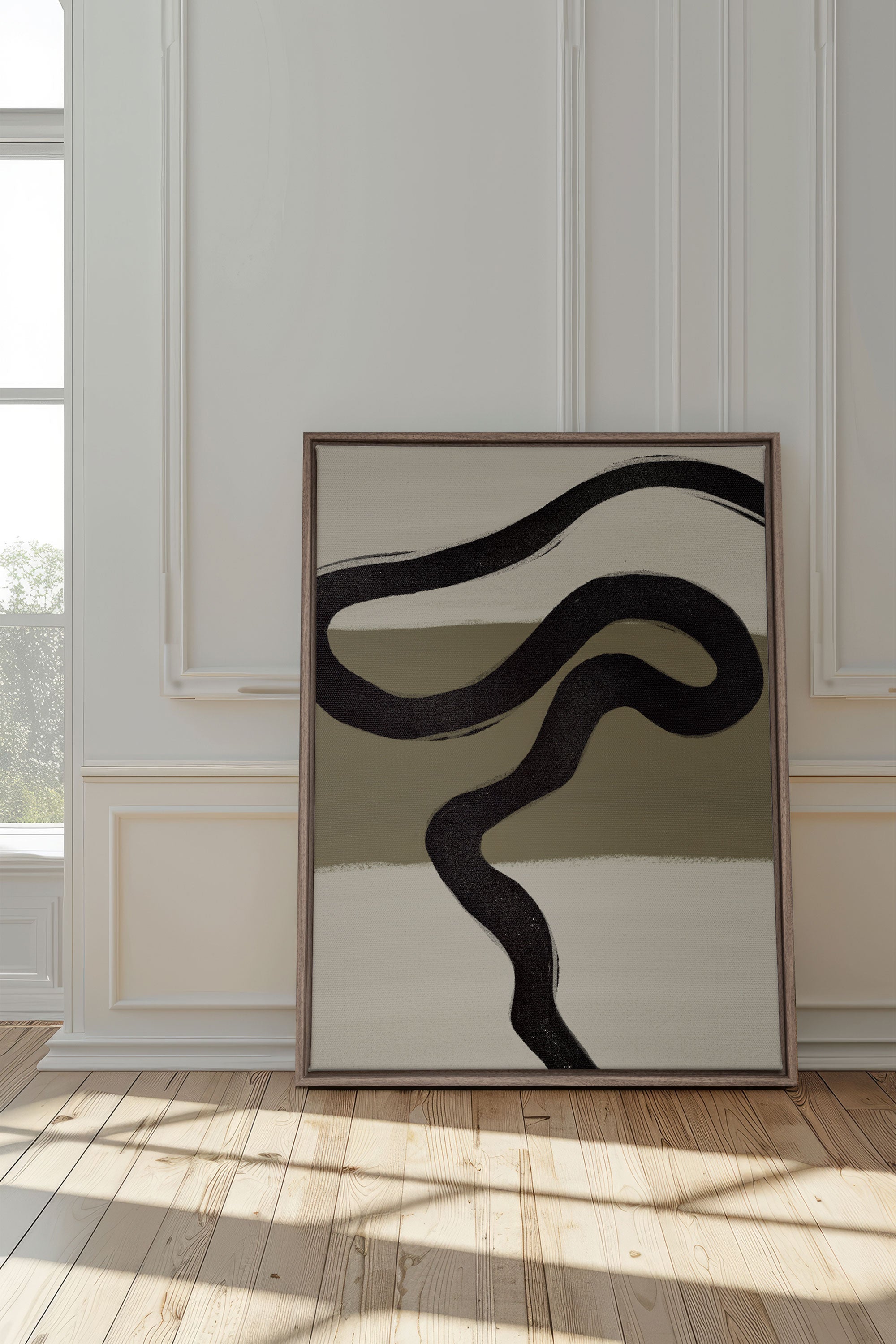 OLEKA CANVAS - TRACE OF TIME, Oeuvre sur toile étirée, encadré Brun Chêne