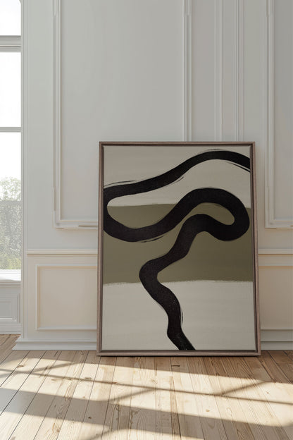 OLEKA CANVAS - TRACE OF TIME, Oeuvre sur toile étirée, encadré Brun Chêne