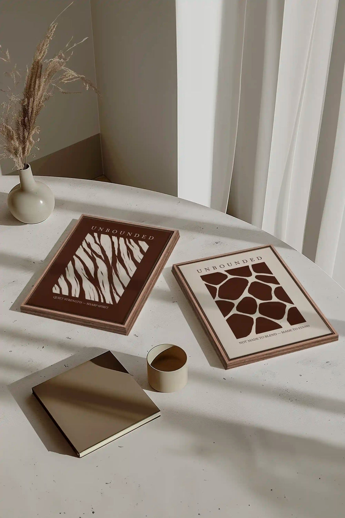 UNBOUNDED DUO, 2 Oeuvres sur toile étirée, encadré Brun Chêne